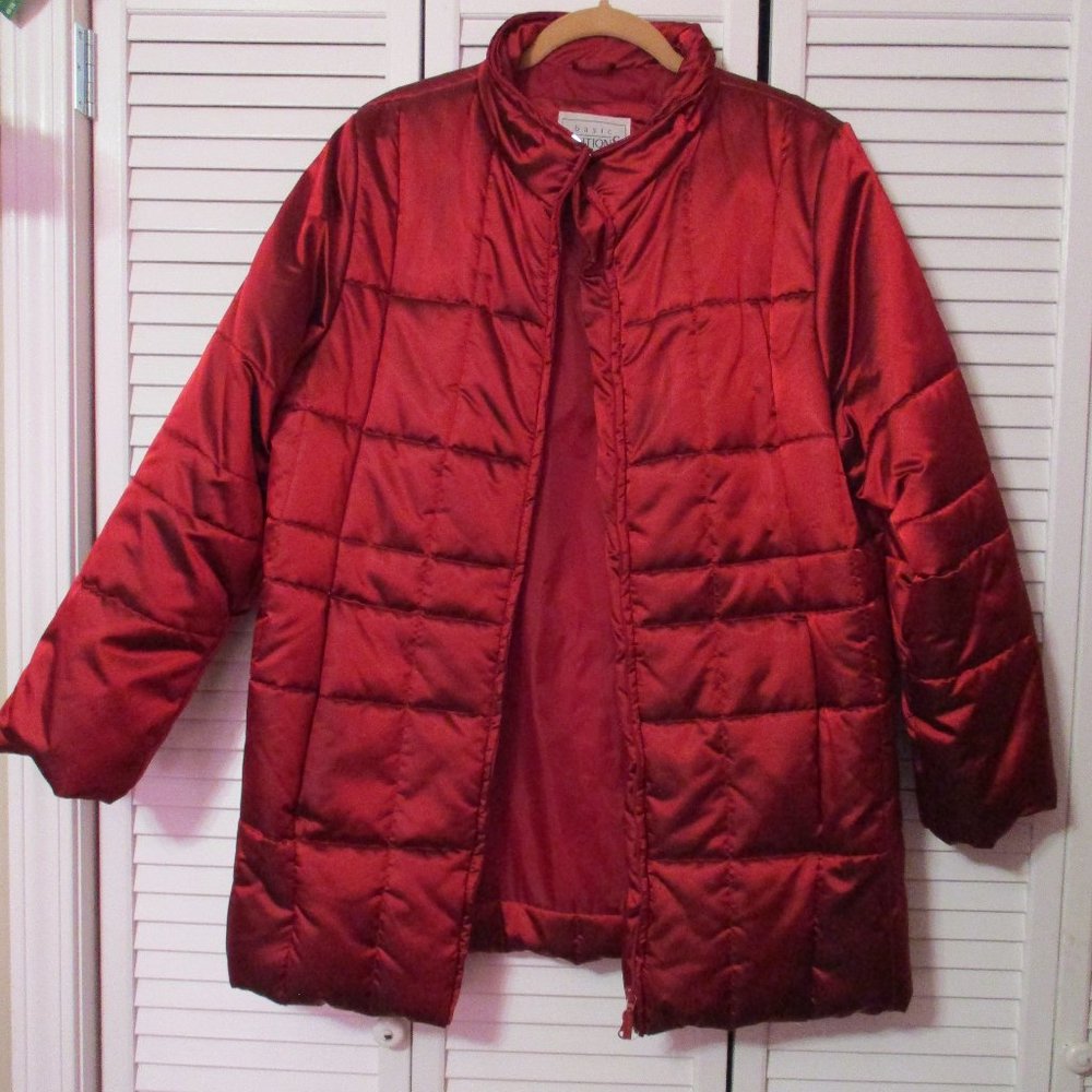 Vintage Women's Basic Editions Ruby Red Puffy Qui… - image 1